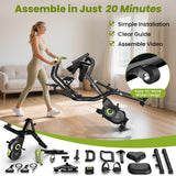 Birdfeel Foldable Exercise Bike, Multifunctional Indoor Stationary Bikes for Home with 8-Level Magnetic Resistance, Quiet Workout Bike with Arm Resistance Bands, LCD Monitor, 300LBS Capacity (Light Green)