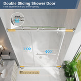 EASYWORC Frameless Double Sliding Shower Doors, 55-60" W x 76" H Shower Glass Door, 1/4" (6mm) Thick ANSI Certified Tempered Glass with Explosion-Proof Film and Nano Coating, Brushed Nickle