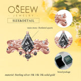 Oseew Engagement ring set Rutilated quartz rings for women(Rutilated quartz) Kite