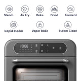 CIARRA 8-in-1 Steam Oven Countertop with Air Fryer, 13QT Mini Convection Toaster Oven with Steam, Rapid Steam, Air Fry, Vapor Bake, Steam Clean, Bake, Dried, Ferment, Grey