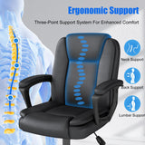 Keratee Executive Office Chair, Leather Desk Computer Chair with Padded Armrests, Mid-Back Swivel Adjustable Ergonomic Design for Home Office, 10PC, Black