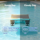 Curalk Over-Ground Robotic Pool Cleaner,Solar Powered Pool Vacuum,24H/7D Continuous Cleaning, 180-um, 3L Filtration Basket,APP Support, Automatic Pool Skimmer Robot,APP Support (Black-Blue)