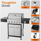 Veralune 5 Burner Gas Grill with Side Burner, 68,000 BTU, 548 Sq in