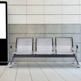 buenotoys 3-Seat Waiting Room Chairs - Waiting Room Bench with Arms Airport Reception Bench Guest Reception Chairs Lobby Bench Waiting Area for Airport Market Bank Hospital School Barbersho, Silver