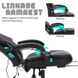 Massage Office Chair with Foot Rest 6 Points Vibration and Heat Home Office Desk Chairs for Heavy People 400lbs Reclining Managerial Chairs Ergonomic Executive Chair (Black)