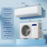 DELLA Econo Series 11500 BTU 115V Mini Split Air Conditioner with Heat Pump, Works with Alexa and Wifi, 17 SEER2 Cools up to 400 Sq. Ft, Ductless Inverter System, 16.4ft Installation Kit Included
