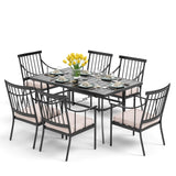 PHI VILLA 7 Piece Patio Dining Set, Rectangular Metal Table
