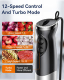 Immersion Blender Handheld 1000W 5 in 1 Corded Stick Hand Blender Kitchen with 12 Speed, BPA-Free, Mixing Beaker, Chopper