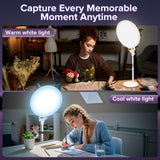Heliora 12" Desk Ring Light with Stand, Selfie Screen with Light for Phone