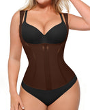 SHAPELLX Waist Trainer for Women Body Shaper Tummy Control Plus Size Corset Shapewear Workout Fajas Colombians Brown XXL