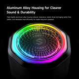 Black Shark Magnetic Phone Stand Bluetooth Speaker, Mini Portable Wireless Speaker with Aluminum Alloy Housing, RGB Lights, TWS Pairing, Hands-Free Speakerphone for Desk, Outdoor & Bathroom