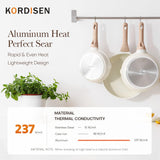 Kordisen Ceramic Nonstick Frying Pan Skillet Set with Lid, 3 Piece Ceramic Pans for Cooking Non Toxic, Healthy Induction Cookware, Stay-Cool Handle, PFOA & PFAS Free (8 Inch, 9.5 Inch, 11 Inch)