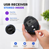 J-Tech Digital Ergonomic Mouse with Wireless Connection, Removable Palm Rest, Thumb Buttons