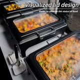 DSCJMY Chafing Dishes for Buffet,9.5QT High Grade Chafing Dish Buffet Set,Black Visualized Lid & Smooth Edges & Fuel Frame,Food Warmers for Parties Buffet for Wedding/Event,4 Pack