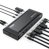 DisplayLink Laptop Docking Station Dual 4K@60Hz(2 HDMI+2DP), 100W PD Charging Compatible with Thunderbolt