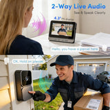 Wireless Doorbell Camera with Monitor, Video Doorbell with Display, Two-Way Audio,Night Vision,IP65 Waterproof for Outdoor, No APP, No WiFi, Comes with an 8GB Memory Card (M10)