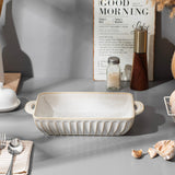 Feenmai Casserole Dish for Oven, Ceramic Baking Dishes Set, Vintage Hobnail Bakeware Sets of 3, Rectangular Baking Pan, Deep Lasagna Pan with Handle for Cake, Wedding Kitchen Gift, 13.77“/11.6"/8.85"