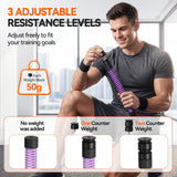 LunaHush Cordless Ropeless Battle Ropes for Home Gym, 3 Adjustable Resistance, Heavy Duty Strength Training Equipment for HIIT, Full Body Workout, Men & Women, Purple