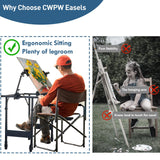 CWPW Artist Easel Stand Metal Foldable Portable Ergonomic Adjustable Easel for Painting Canvases Height from 16" to 30" Equipped with Carry Bag&Umbrella Stand for Outdoor&Indoor Painting Drawing
