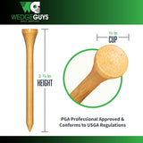 Wedge Guys Bamboo Golf Tees 2-3/4" | 100,250,500 or 1000 pcs. | Extra Durable & Stronger Than Wood Tees