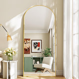 WISSMIELS 26x71 Inch Full Body Mirror - Large Arched Full Length Mirror with Stand Aluminum Frame Wall Mounted Leaning for Bedroom Living Room
