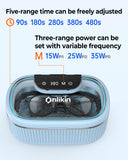 onlikin 45KHz Ultrasonic Jewelry Cleaner, 5 Timer & 3 Power Modes, 35W Retainer Cleaner for Jewelry, Eyeglasses, Rings, Watch Strap, Dentures - Quiet <38dB, 20oz, 304 Stainless Steel Tank(Blue)