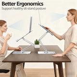 360° Rotating Laptop Stand for Desk Adjustable Height, Ergonomic Laptop Riser Standing Desk Converter