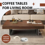 Coffee Table, Solid Wood Farmhouse Coffee Tables with Adjustable Foot Pads, Modern Large Square Center Tables for Living Room Black 31.5"x19.7"x 17.7"