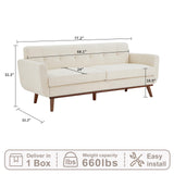 Kingfun 77.2" W Loveseat Sofa, Mid Century Modern Decor Love Seat Couches for Living Room, Button Tufted Upholstered Furniture, Solid & Easy to Install Small Couch for Bedroom Office Apartment, Beige