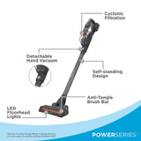 BLACK+DECKER POWERSERIES 20V MAX Cordless Stick Vacuum Cleaner, Household Vacuum Cleaners for Hardwood Floors and Carpet, LED Lights, Detachable, Anti-Tangle, Lightweight, Bagless (BHFEA18D1)