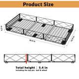 NADAMOO 5.4 in Low Profile Under Bed Storage, 36.6" Ultra Long Metal Underbed Organizer with 6 Smooth Rolling Wheels, 110 lbs Heavy Duty Foldable Under Bed Container for Shoes, Clothes, Toys, 2 Packs