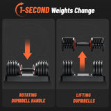 HYPATA 55 lbs Single Adjustable Dumbbell Set, Adjust Dumbbell Weight for Exercises with Tray for Full Body Workout
