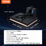 VEVOR Heat Press 16x24, 1700W Power Heat Press Machine, Fast Heating, High Pressure Heat Press Machine for T-Shirt