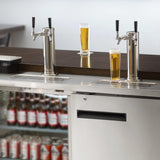Dbgogo Kegerator Tower Double Tap Beer Tower Dual Faucet Beer Tower Stainless Steel 3'' Flange Beer Tower Dispenser Beer Tap Kegerator Parts with Pre-Assembled Tubing and Self-Closing Springs