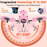Pink Leg Stretcher Split Machine — 0-200° Adjustable Stretching Trainer for Women & Kids, Heavy Duty Steel Frame, 220LBS Capacity, Home Gym Flexibility Equipment