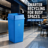 Getzi 10 Pack Beige 50 Gallon Commercial Trash Cans with Lids, Extra-Large Square Resin Waste Bins with Built-in Handles for Restaurant, Warehouse, School, Office and High-Traffic Areas