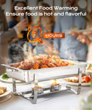 Chafing Dishes for Buffet 4 Pack, [Ultrasonic Mirror Polishing] Chafing Dish Buffet Set 9QT, [Rolled Edge Finger Protection] Buffet Servers and Warmers for Any Party, Wedding, Birthday and Hotel