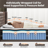 Medium Firm King Size Mattress, 14 inch Hybrid Mattress in a Box with Zoned Lumbar Support for Side Sleepers, Pressure Relief