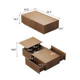 NessCarsti 51.1" Mid-Century Modern Lift Top Coffee Table, Walnut Rectangular Center Table with Hidden Storage & Drawers, for Living Room, Apartment, Office