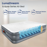 LunaDream Eclipse Series Queen Air Mattress with USB Rechargeable Built-in Pump, Wireless Inflatable Airbed, Durable Leakproof Design, Portable for Home & Camping