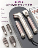 Deluxe 8-in-1 Air Styler Pro 2025 by Rylena, Hair Dryer Brush for Fast Drying, Auto Curling, Smoothing&Volumizing, 8 Attachable Heads, 110,000 RPM High-Speed Multi Styler, 600M Ionic Care, Stone