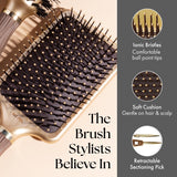 Olivia Garden Ceramic + Ion NanoThermic Styler Hair Brush - Daily Styling for All Hair Types - With Retractable Sectioning Pick, NT-PDL (Paddle)