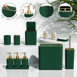 InnJoey Bathroom Accessory Set - Bathroom Set, 12PC Bathroom Accessories Set, Dark Green Bathroom Accessories Set, Mini Trash Can, Toilet Brush, Trash Can & Soap Dispenser