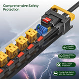 12 Outlet Heavy Duty Long Power Strip with Individual Switches
