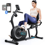 MERACH Recumbent Exercise Bike for Home with Smart Bluetooth and Exclusive App Connectivity, LCD, Heart Rate Handle, S08 Magnetic Recumbent Bikes, Black MERACH