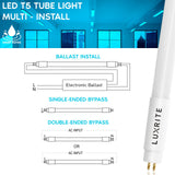 LUXRITE 30-Pack 4FT T5 LED Tube Lights, Type A+B, 24W=54W, 4000K Cool White, 45.78", Ballast and Ballast Bypass Compatible, Single or Double End Powered, F54T5 Fluorescent Replacement, Damp Rated