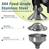 XYJBHB Commercial Heavy Duty Manual Citrus Juicer Press - Professional Cast Iron Hand Orange Squeezer with 304 Stainless Steel Strainer & Cup - Fruit Extractor for Pomegranate, Lemon, Lime - Black