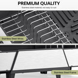 Urackify Large Dish Drying Rack - Triple Expandable Dish Rack for Kitchen Counter, Stainless Steel Sink Organization and Storage Essentials with Utensil & Pans Holder for Home and Appartment, Black