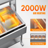 ROVSUN 96QT Electric Commercial Food Warmer 2000W, 12-Pan Steam Table 8QT/Pan Stainless Steel Bain Marie w/Overshelf Undershelf Separate Temperature Control & Lid Acrylic Shield for Buffet Restaurant