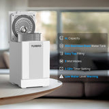 TURBRO 4L/1Gal 304 Stainless Steel Steam Humidifier, Warm Mist Humidifier for Bedroom Baby Nursery, 500 mL/h Output, Dishwasher Safe, Easy to Clean, ETL-certified Sleep Mode 1-12h Timer, GLS04